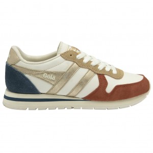 Gola Classics Daytona Quadrant Sneakers Branco Laranja Douradas Portugal | FXWK31658