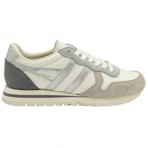 Gola Classics Daytona Quadrant Sneakers Branco Cinzentas Prateadas Portugal | PSTL30784