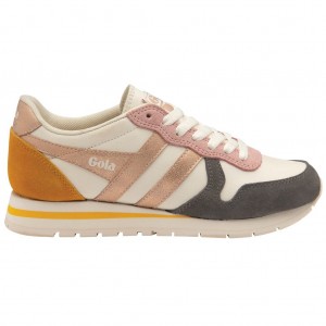 Gola Classics Daytona Quadrant Sneakers Branco Rosa Douradas Portugal | NMYF41635