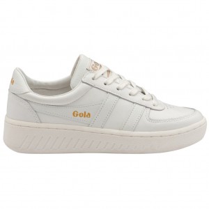 Gola Classics Grandslam Leather Sneakers Branco Branco Portugal | QKHF16759