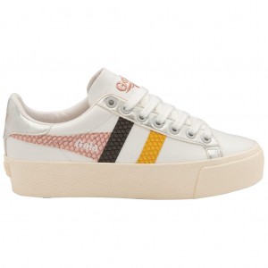 Gola Classics Orchid Platform Trident Snake Sneakers Branco Rosa Portugal | ZWVE96780