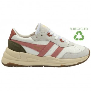 Gola Classics Saturn Sneakers Branco Coral Rosa Caqui Portugal | KYGP36507
