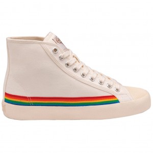 Gola Vegan Classics Coaster High Rainbow Drop Shoes Branco Portugal | CPNV10284