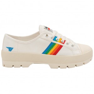 Gola Vegan Classics Coaster Peak Rainbow Shoes Branco Portugal | OXDE41295