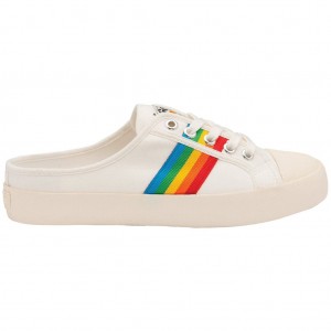 Gola Vegan Classics Coaster Rainbow Mule Plimsolls Shoes Branco Portugal | KFUW70612
