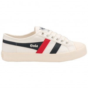 Gola Vegan Classics Coaster Shoes Branco Azul Marinho Vermelhas Portugal | DMRE36457