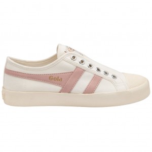 Gola Vegan Classics Coaster Slip Shoes Branco Rosa Portugal | JOAH87692