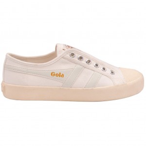 Gola Vegan Classics Coaster Slip Shoes Branco Branco Portugal | MKSF47691