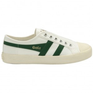 Gola Vegan Classics Coaster Slip Shoes Branco Verdes Portugal | RQVN05986