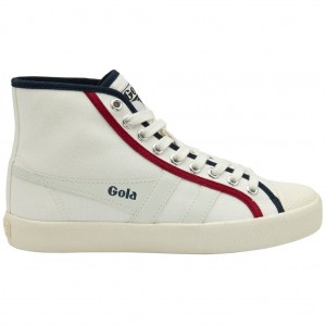 Gola Vegan Classics Coaster Smash High Shoes Branco Azul Marinho Vermelhas Escuro Portugal | UBZY51328