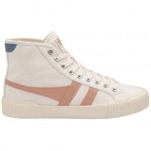 Gola Vegan Classics Rally High Plimsoll Sneakers Branco Rosa Portugal | IOUN32891