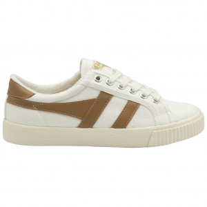 Gola Vegan Classics Tennis Mark Cox Sneakers Branco Marrom Portugal | PUKH38924