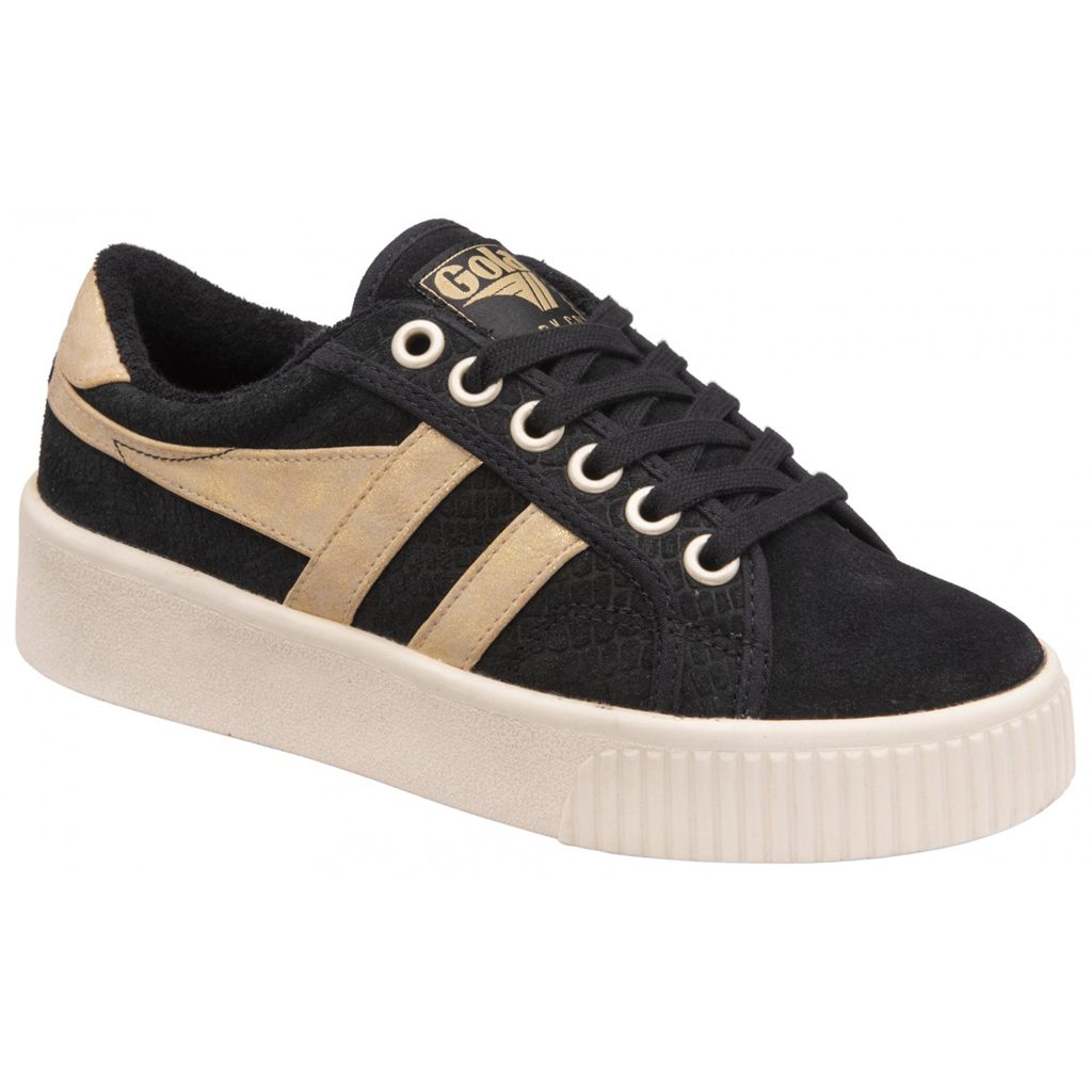 Gola Classics Baseline Mark Cox Mirror Shoes Pretas Douradas Portugal | QWVF68907
