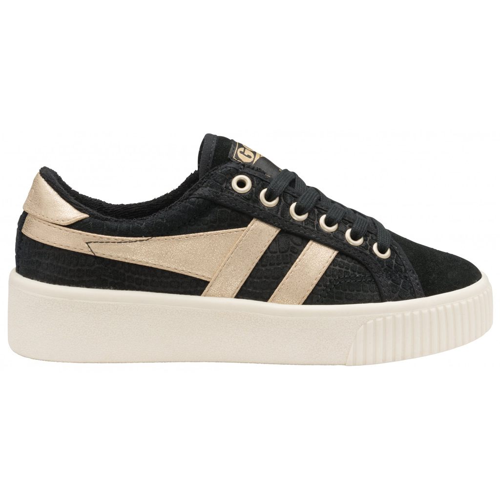 Gola Classics Baseline Mark Cox Mirror Shoes Pretas Douradas Portugal | QWVF68907