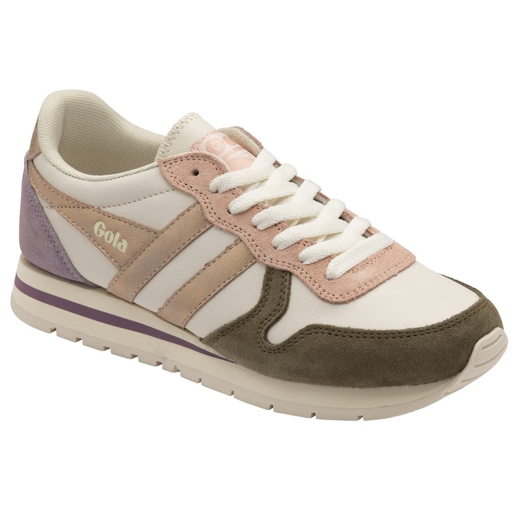 Gola Classics Daytona Quadrant Sneakers Branco Caqui Rosa Douradas Portugal | RDQE57283