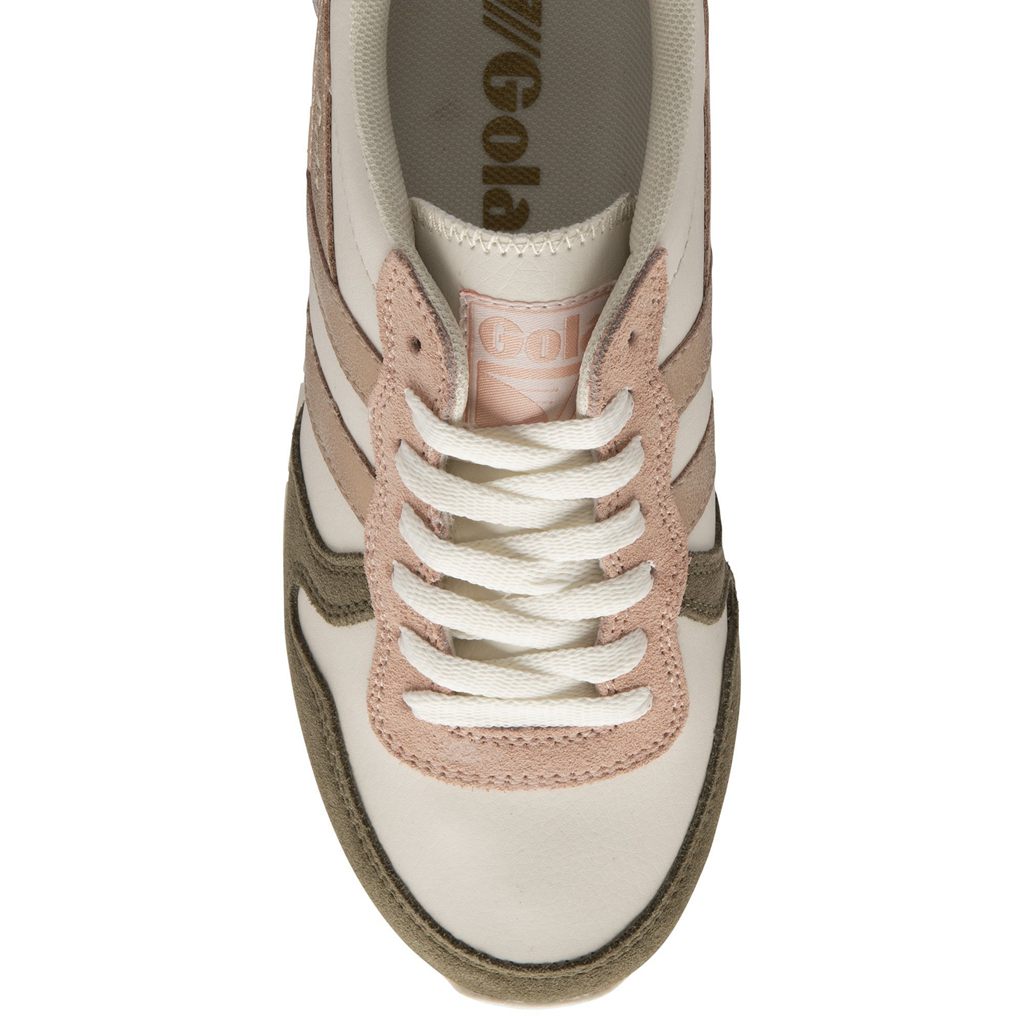 Gola Classics Daytona Quadrant Sneakers Branco Caqui Rosa Douradas Portugal | RDQE57283