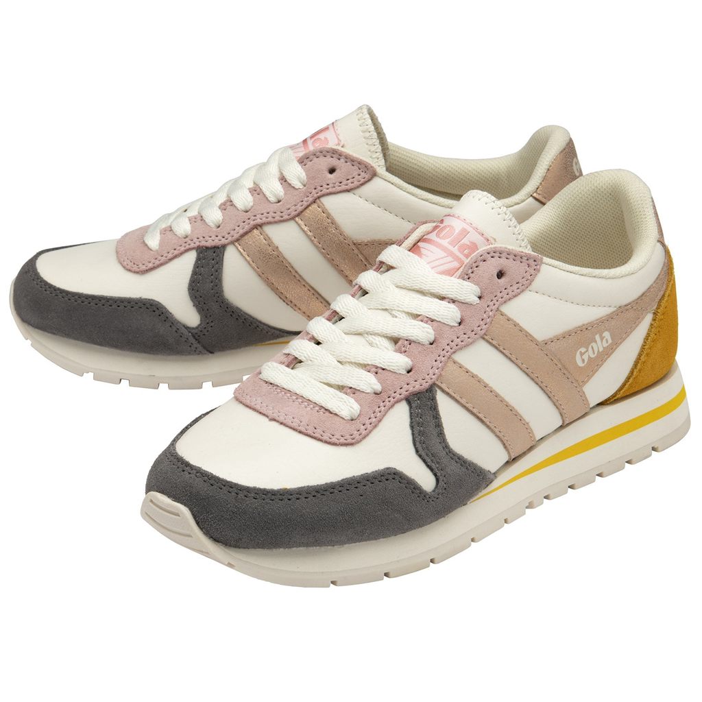 Gola Classics Daytona Quadrant Sneakers Branco Rosa Douradas Portugal | NMYF41635