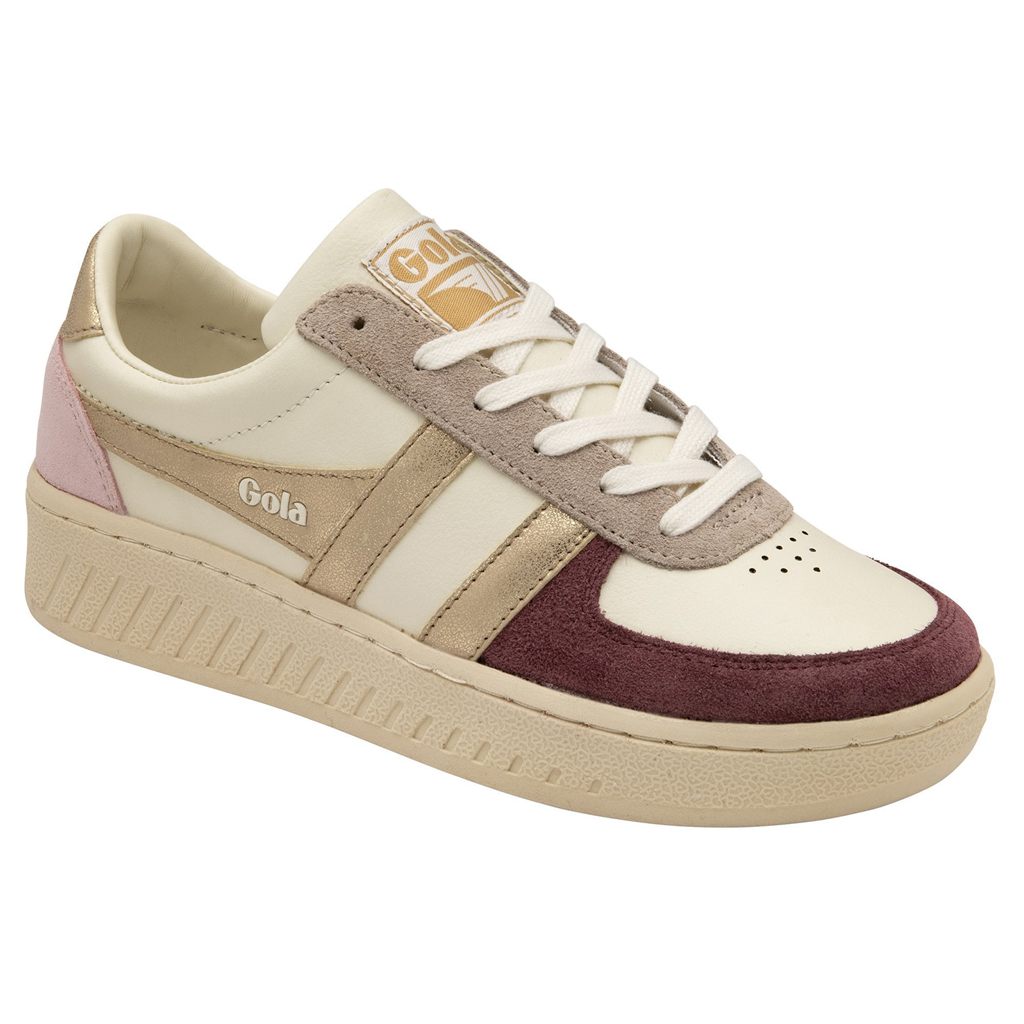 Gola Classics Grandslam Quadrant Sneakers Branco Douradas Rosa Portugal | KZQR80621