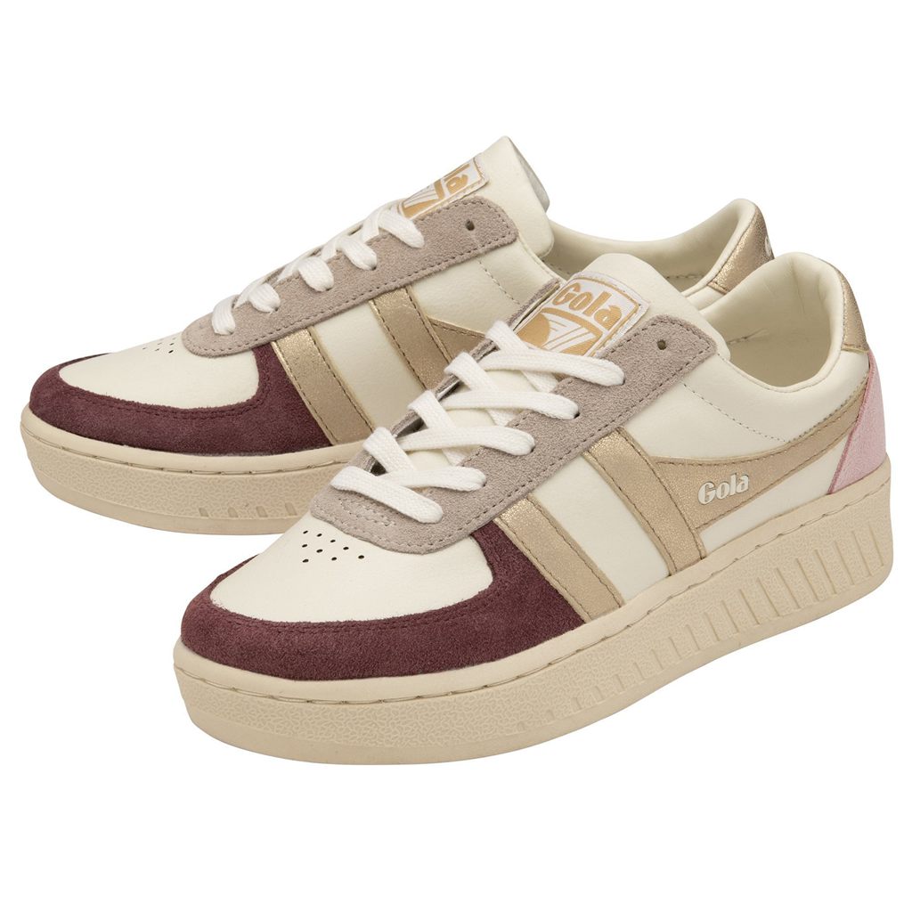 Gola Classics Grandslam Quadrant Sneakers Branco Douradas Rosa Portugal | KZQR80621