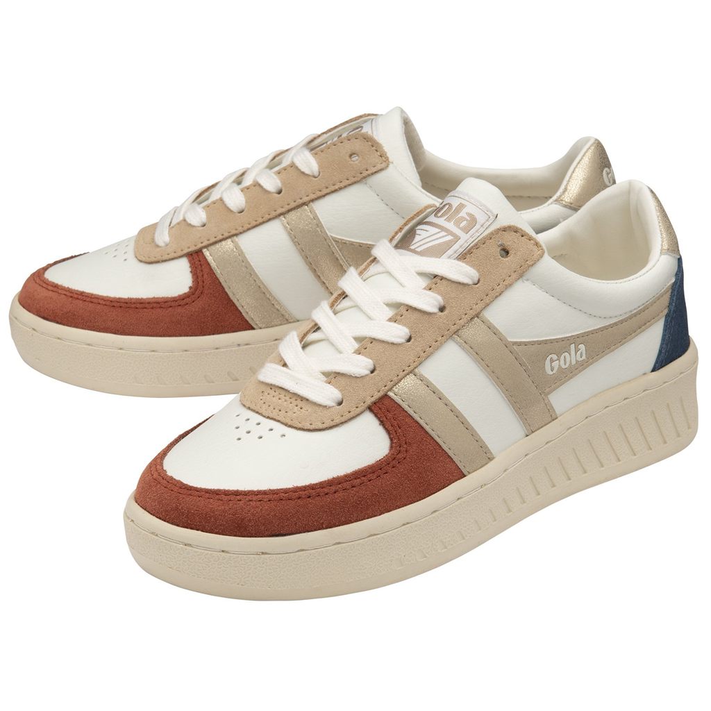 Gola Classics Grandslam Quadrant Sneakers Branco Laranja Douradas Portugal | ZLTA38976