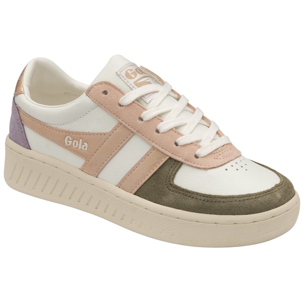 Gola Classics Grandslam Quadrant Sneakers Branco Caqui Rosa Douradas Portugal | VHQN40516
