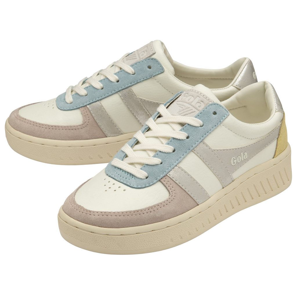 Gola Classics Grandslam Quadrant Sneakers Branco Prateadas Limão Portugal | APLO93748