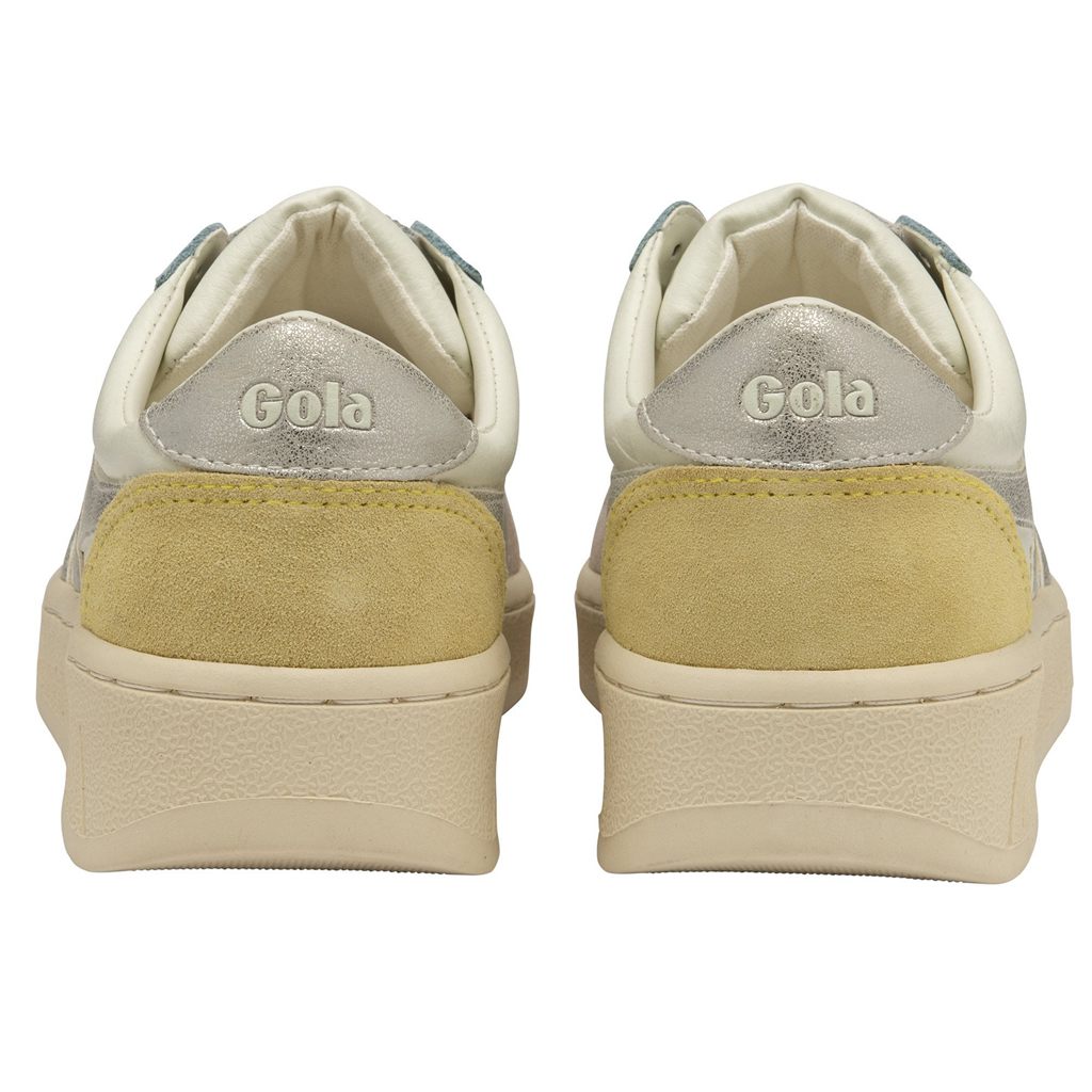 Gola Classics Grandslam Quadrant Sneakers Branco Prateadas Limão Portugal | APLO93748