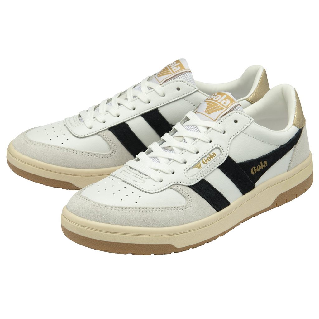 Gola Classics Hawk Sneakers Branco Pretas Douradas Portugal | OUPT25730