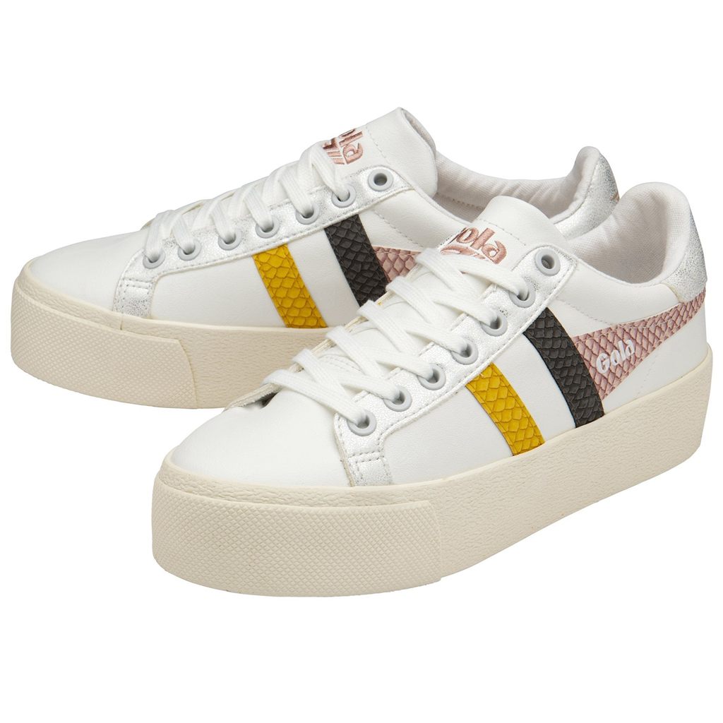 Gola Classics Orchid Platform Trident Snake Sneakers Branco Rosa Portugal | ZWVE96780