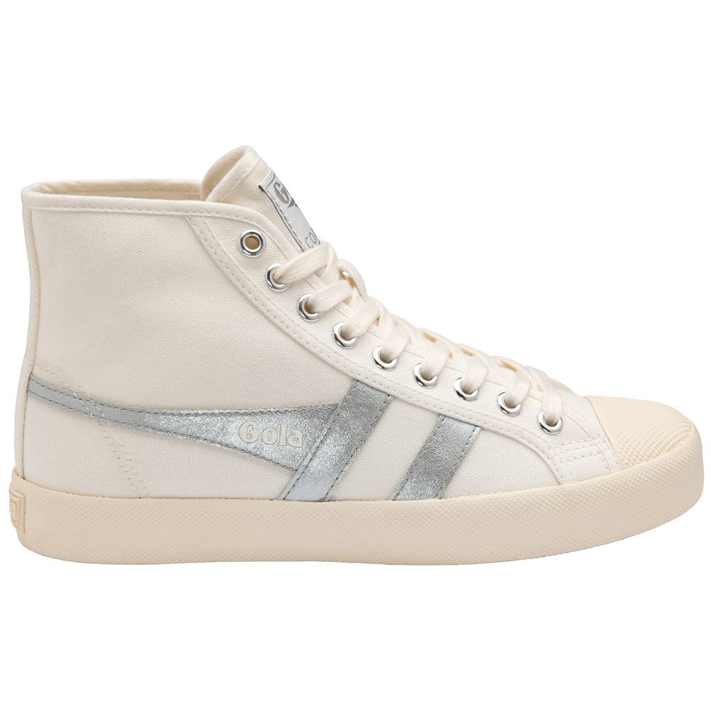 Gola Vegan Classics Coaster Flame High Sneakers Branco Prateadas Portugal | QEXG26489