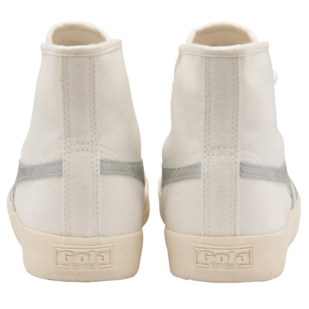 Gola Vegan Classics Coaster Flame High Sneakers Branco Prateadas Portugal | QEXG26489