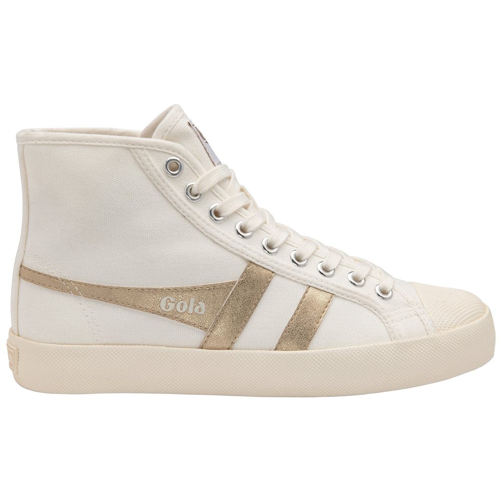 Gola Vegan Classics Coaster Flame High Sneakers Branco Douradas Portugal | ZFQD94682