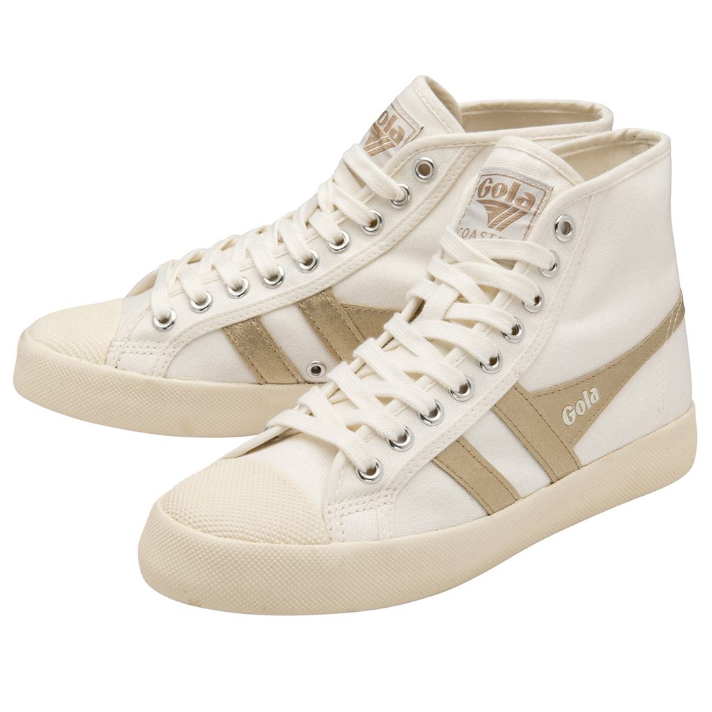 Gola Vegan Classics Coaster Flame High Sneakers Branco Douradas Portugal | ZFQD94682