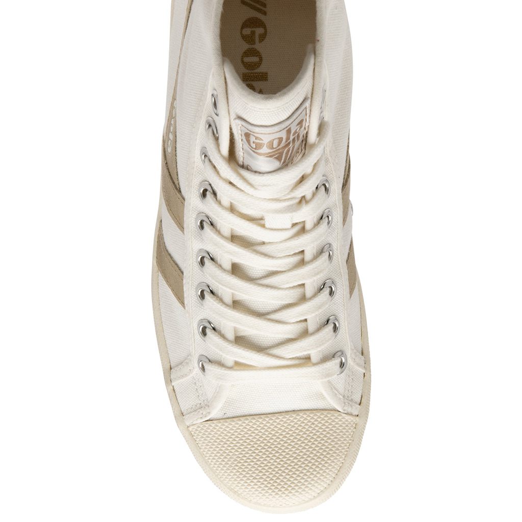 Gola Vegan Classics Coaster Flame High Sneakers Branco Douradas Portugal | ZFQD94682