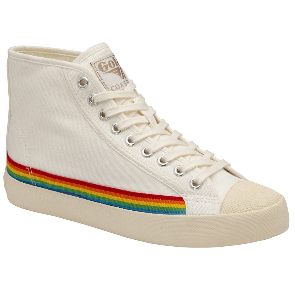 Gola Vegan Classics Coaster High Rainbow Drop Shoes Branco Portugal | CPNV10284