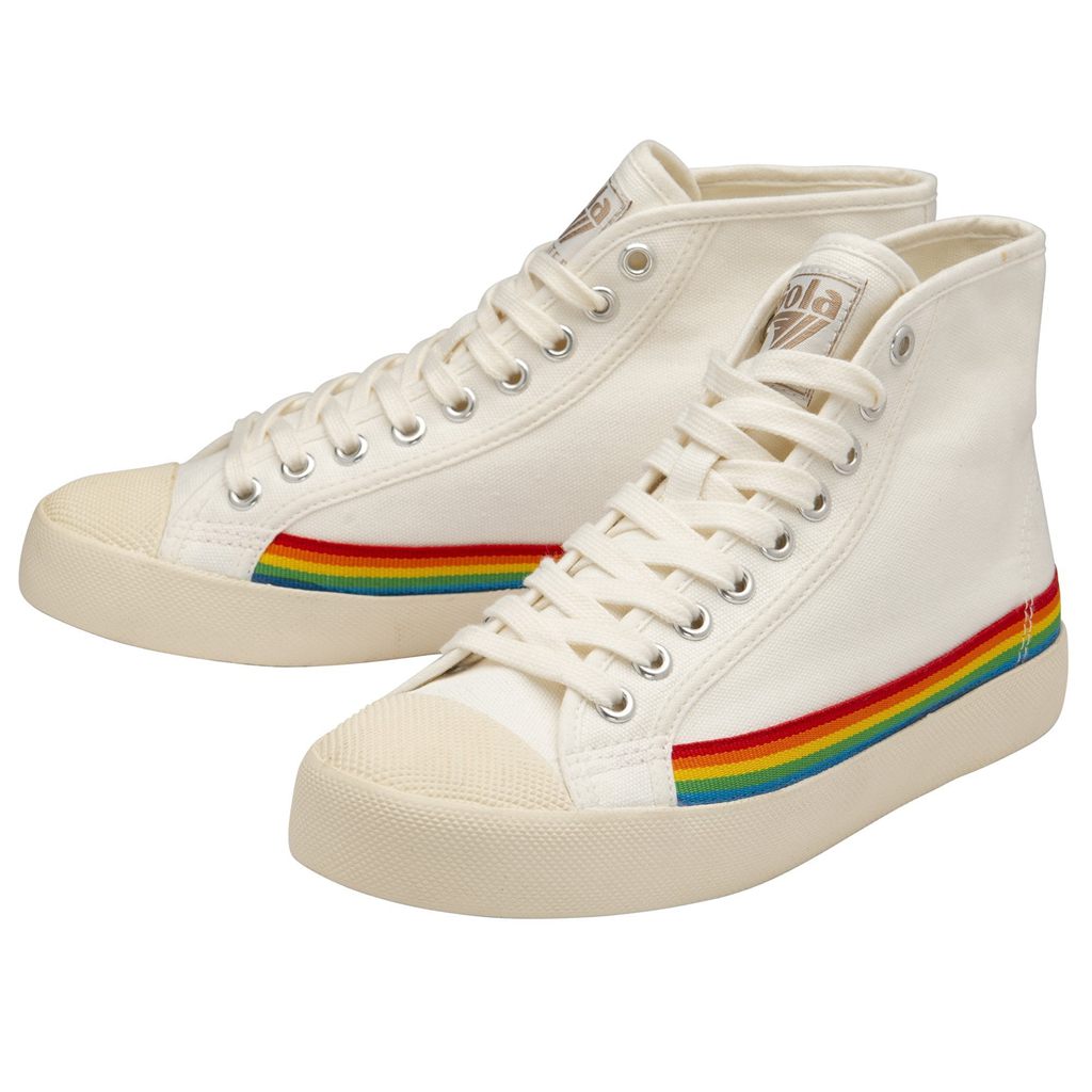 Gola Vegan Classics Coaster High Rainbow Drop Shoes Branco Portugal | CPNV10284