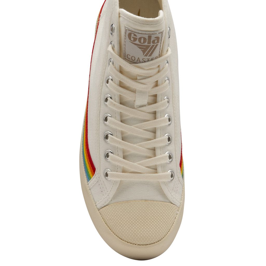 Gola Vegan Classics Coaster High Rainbow Drop Shoes Branco Portugal | CPNV10284