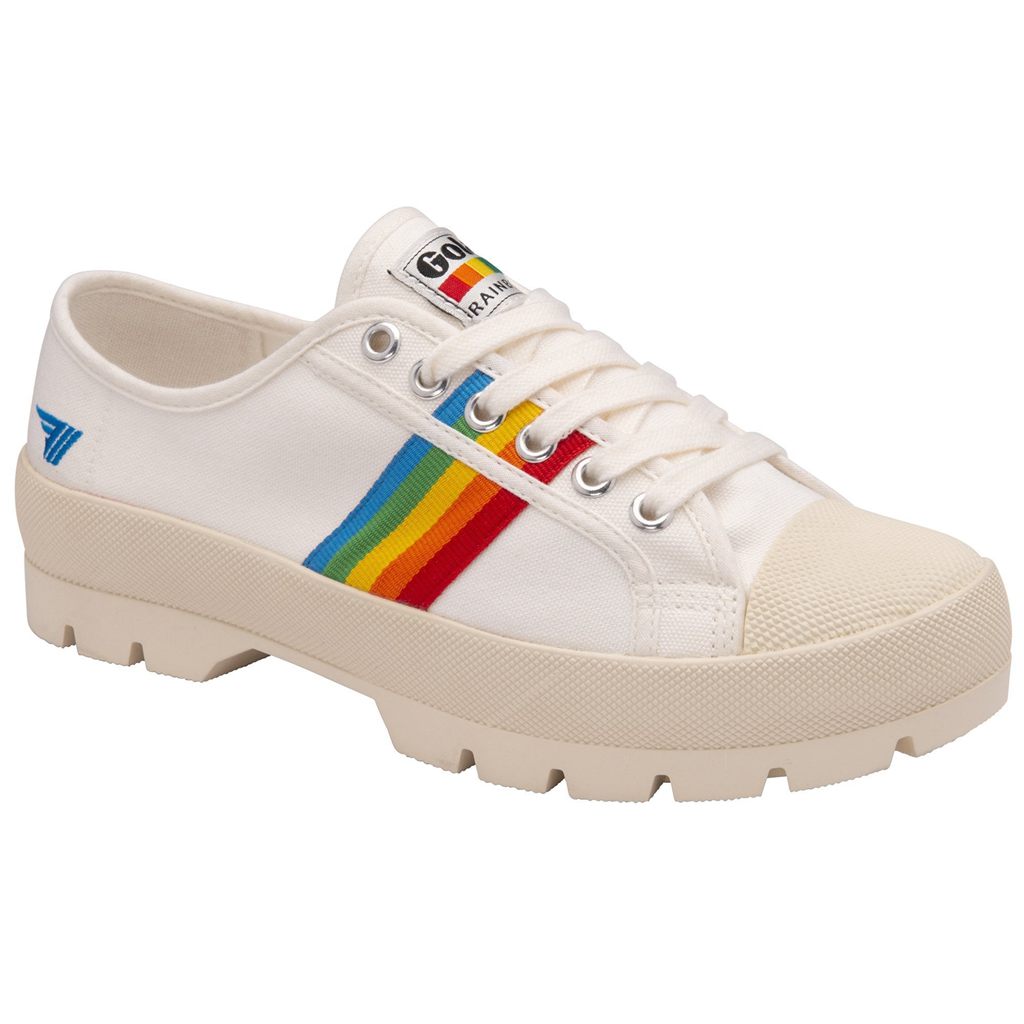 Gola Vegan Classics Coaster Peak Rainbow Shoes Branco Portugal | OXDE41295