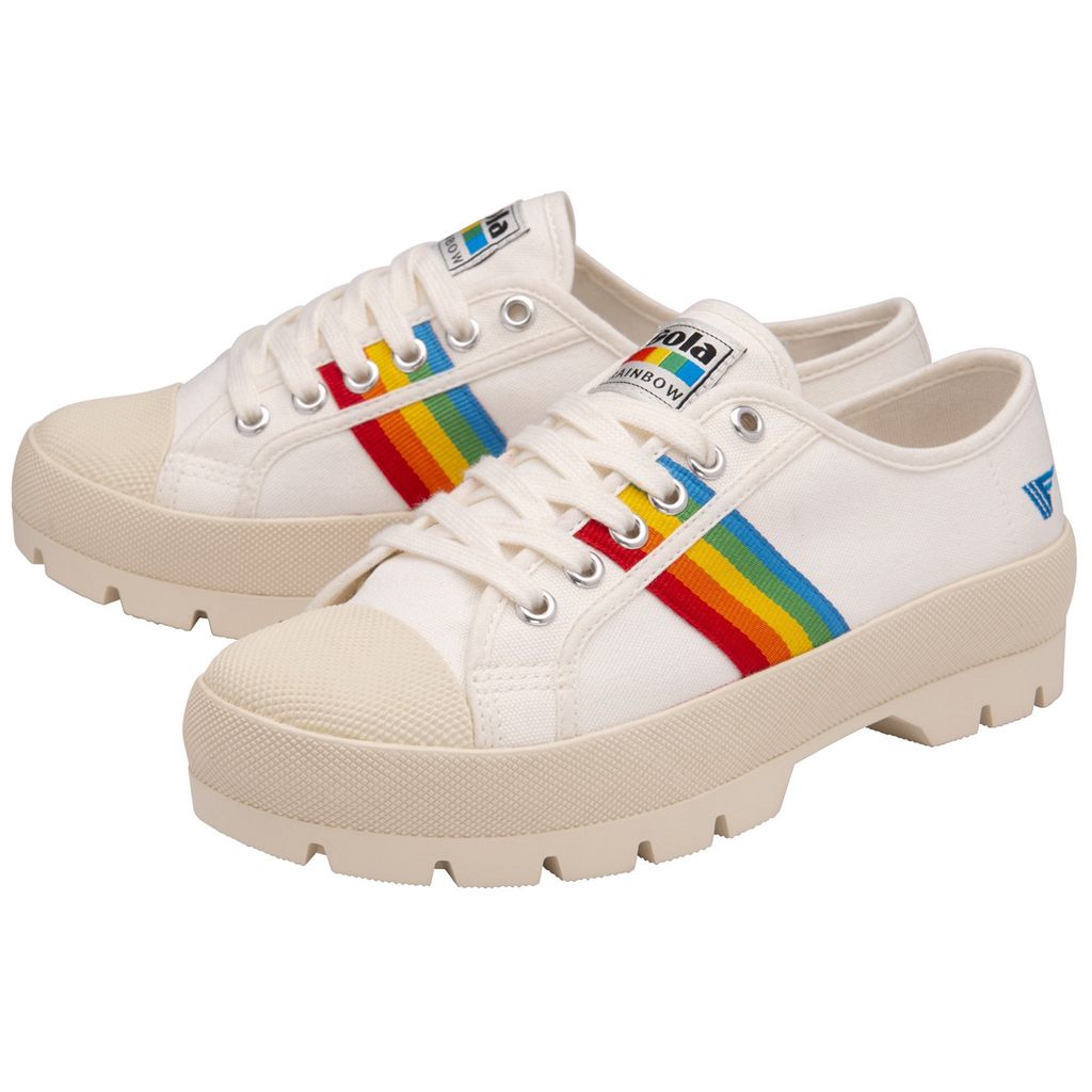 Gola Vegan Classics Coaster Peak Rainbow Shoes Branco Portugal | OXDE41295