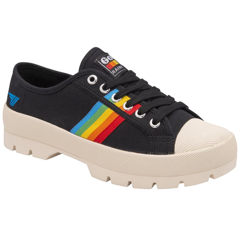 Gola Vegan Classics Coaster Peak Rainbow Shoes Pretas Portugal | XZLT03861