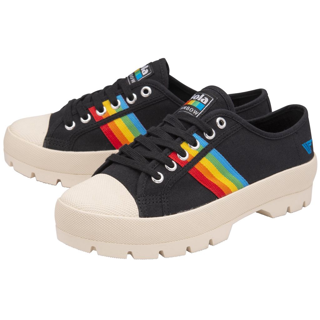 Gola Vegan Classics Coaster Peak Rainbow Shoes Pretas Portugal | XZLT03861
