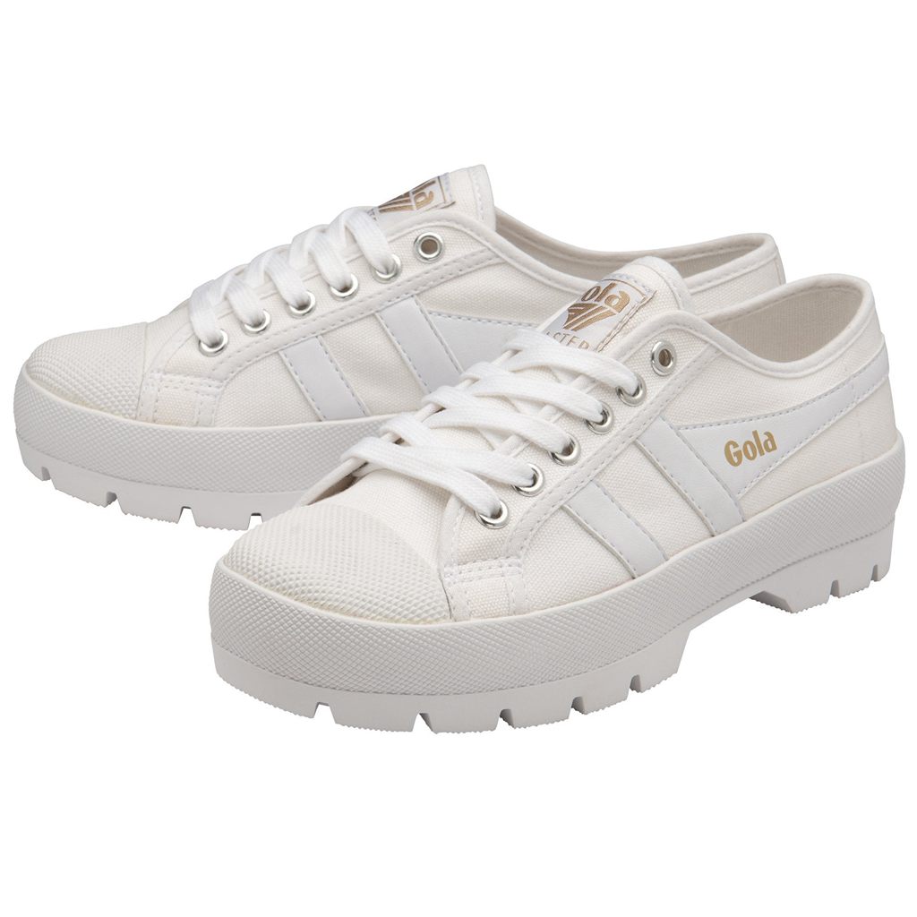 Gola Vegan Classics Coaster Peak Sneakers Branco Branco Portugal | QKHG48931