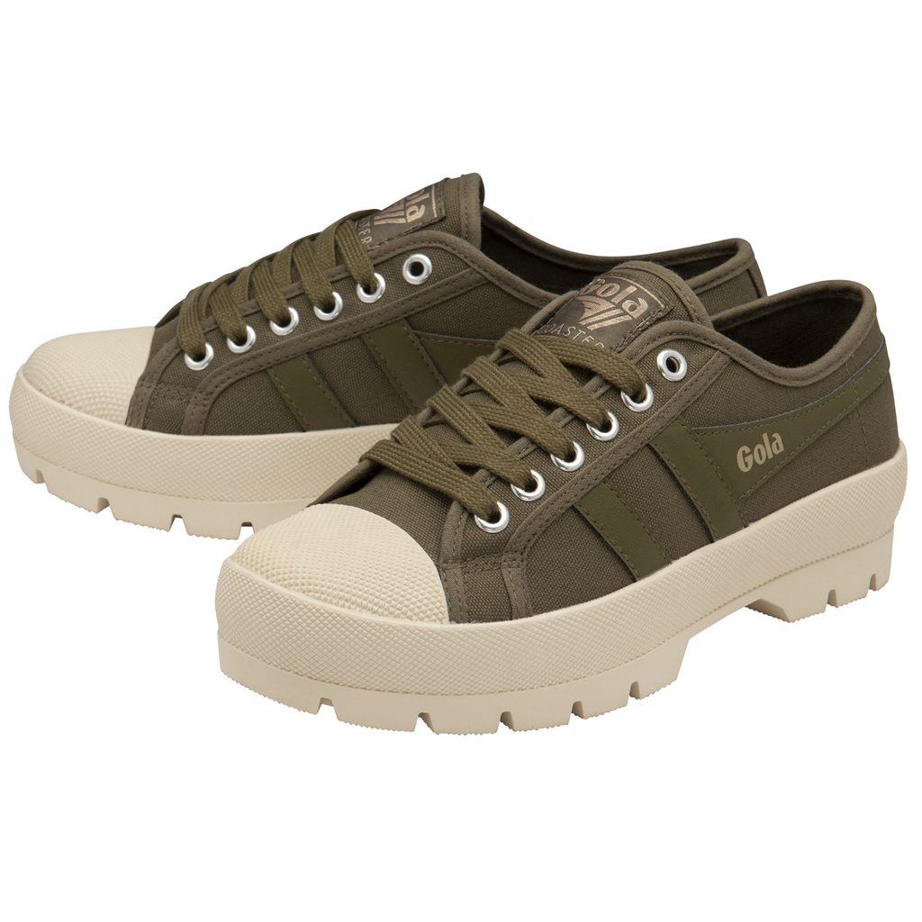 Gola Vegan Classics Coaster Peak Sneakers Caqui Caqui Branco Portugal | PFIX82517
