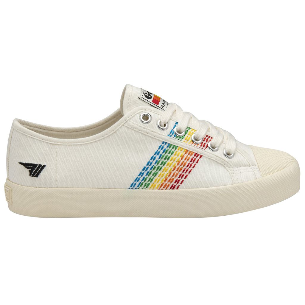 Gola Vegan Classics Coaster Rainbow Stitch Shoes Branco Portugal | ANLS29086