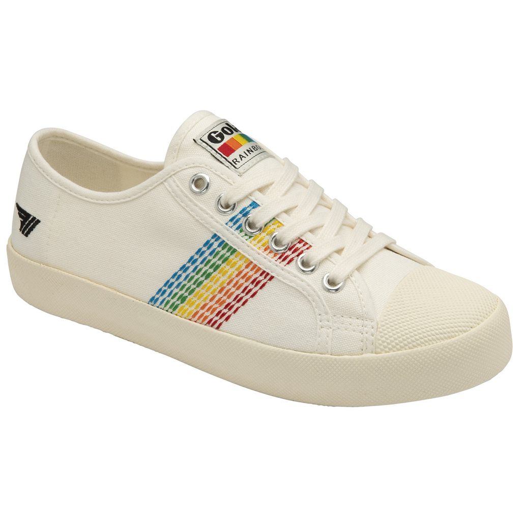 Gola Vegan Classics Coaster Rainbow Stitch Shoes Branco Portugal | ANLS29086