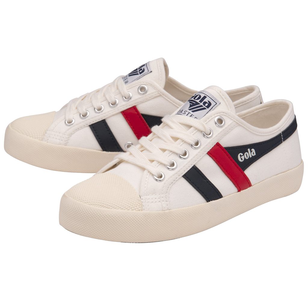 Gola Vegan Classics Coaster Shoes Branco Azul Marinho Vermelhas Portugal | DMRE36457