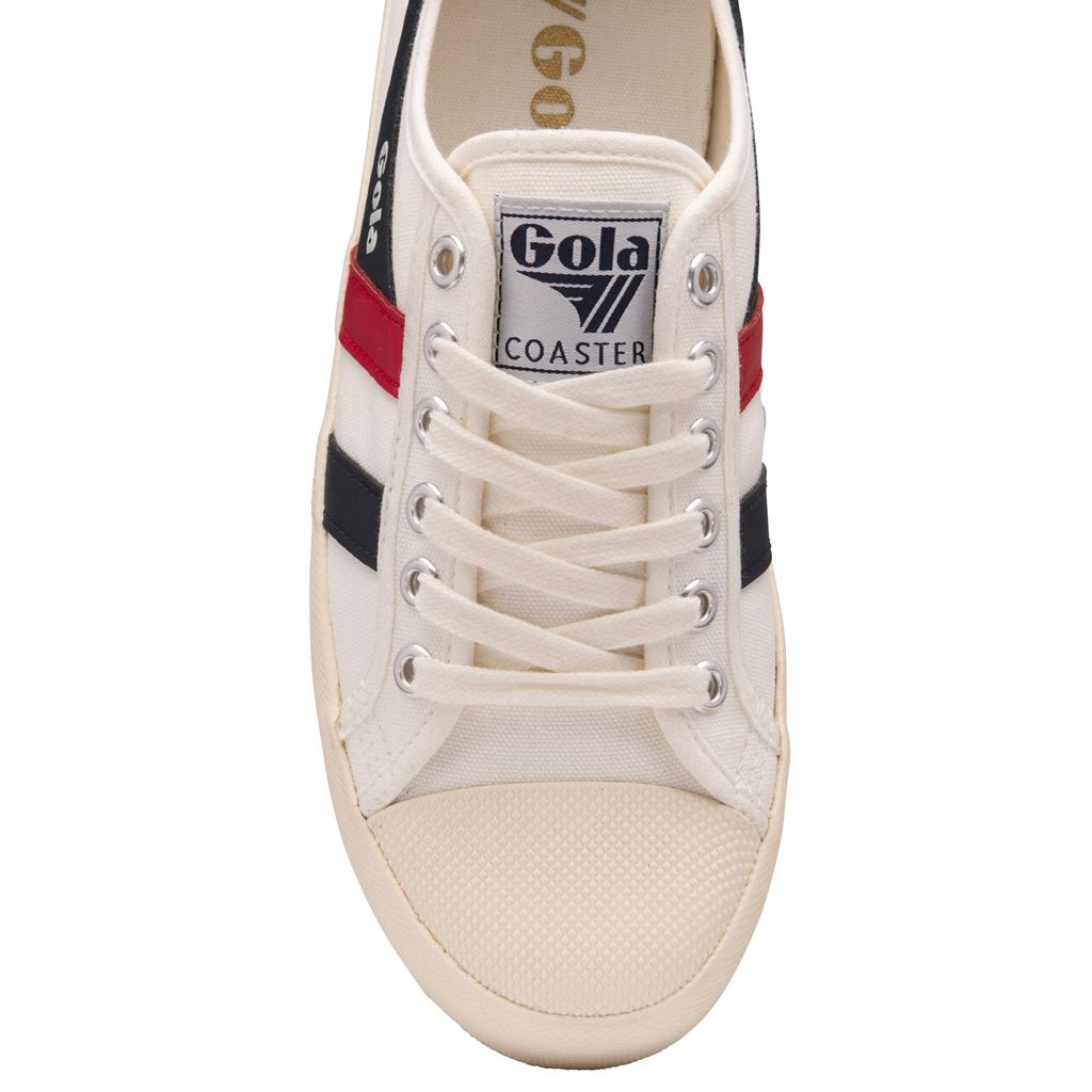 Gola Vegan Classics Coaster Shoes Branco Azul Marinho Vermelhas Portugal | DMRE36457
