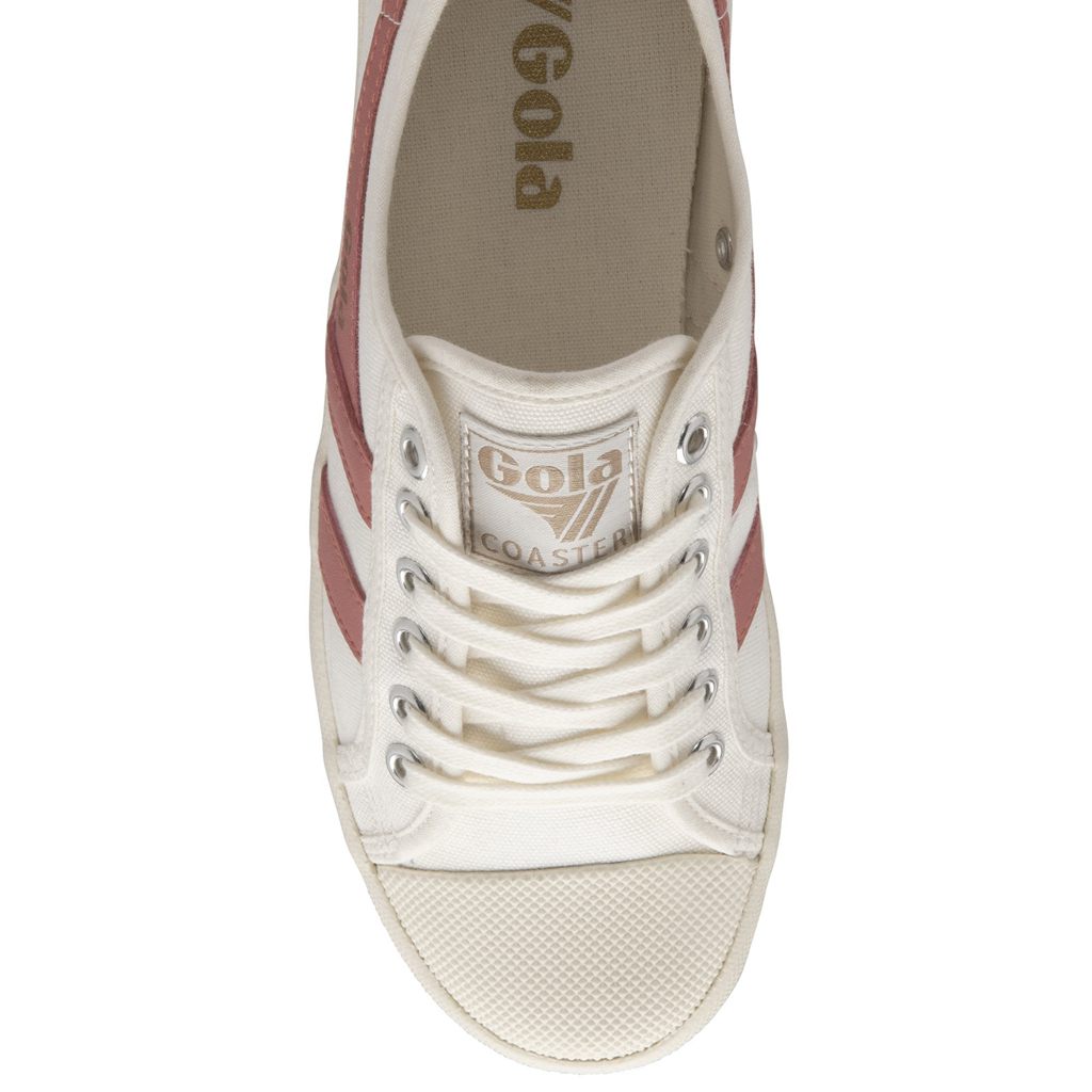 Gola Vegan Classics Coaster Shoes Branco Coral Rosa Portugal | FBCK19803