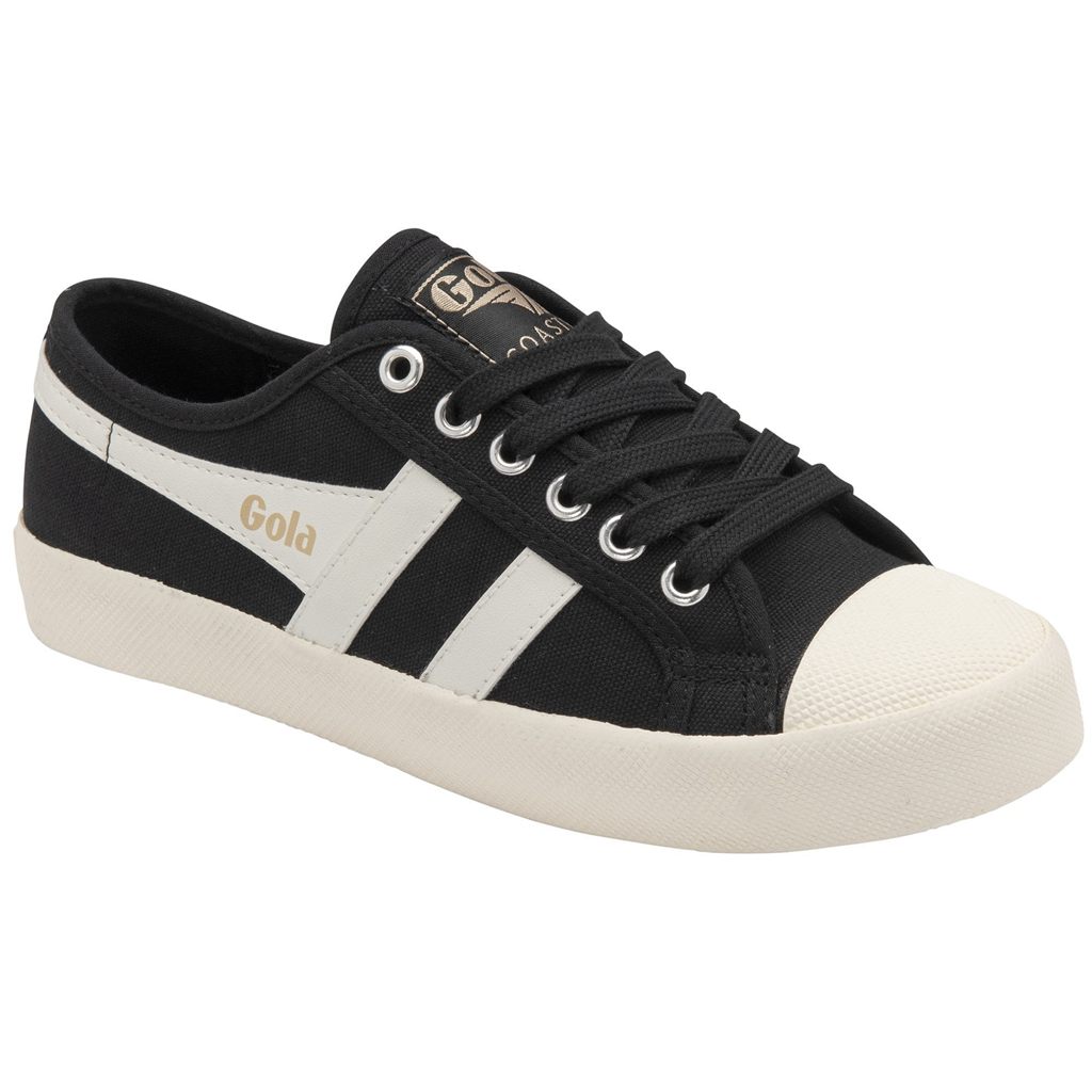 Gola Vegan Classics Coaster Shoes Pretas Branco Douradas Portugal | ABXS05194