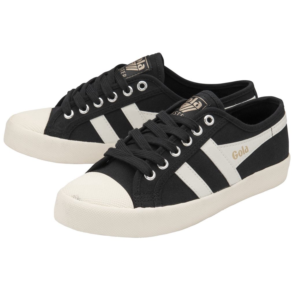 Gola Vegan Classics Coaster Shoes Pretas Branco Douradas Portugal | ABXS05194